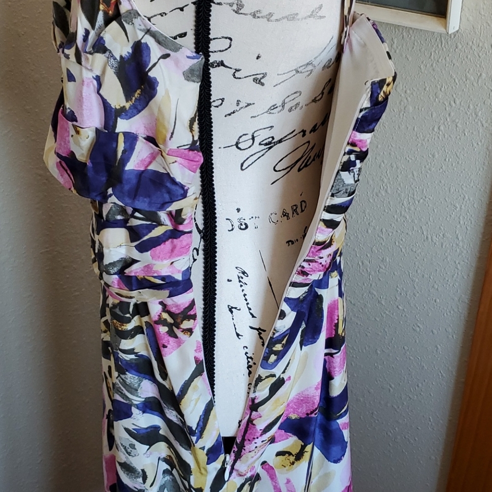 Banana Republic 100% Silk Floral Knotted Dress Size 12 - Picture 8 of 9